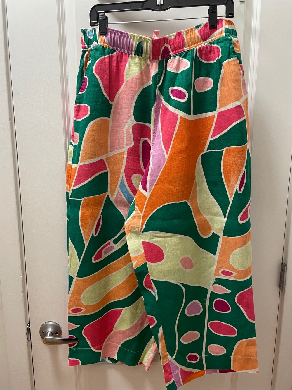 Christian Siriano Green, Orange & Pink Abstract Wide Leg Pants